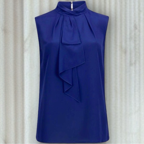 Ted Baker London Tops - Ted Baker London ‘Syna’ Scarf Neck 100% Silk Sleeveless Top US Size 6 in Indigo